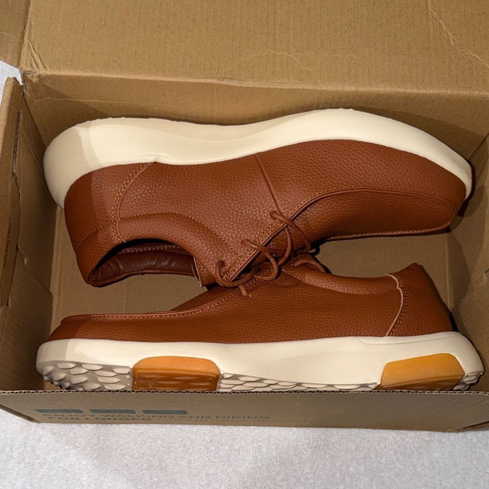 Brown Leather Slip-On Sneakers with Cream Soles
